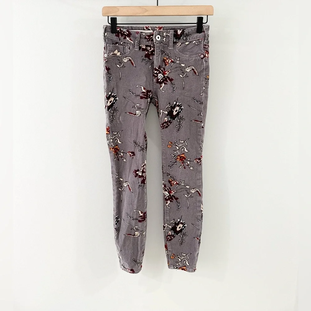 Anthropologie Pilcro High Rise Skinny Velour Pants Gray Size 25 - Picture 2 of 6